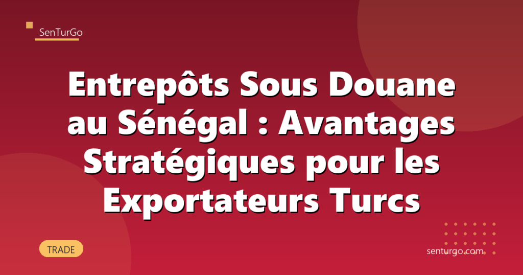 Entrepôts Sous Douane au Sénégal : Avantages Stratégiques pour les Exportateurs Turcs