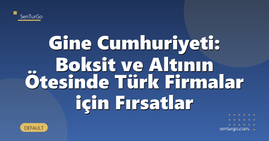 Gine Cumhuriyeti: Boksit ve Altının Ötesinde Türk Firmalar için Fırsatlar