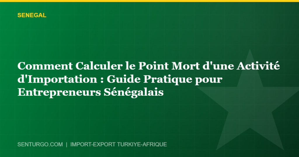 Thumbnail - Comment Calculer le Point Mort d'une Activité d'Importation : Guide Pratique pour Entrepreneurs Sénégalais